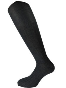 mens knee high socks wool-silk anthracite